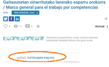 Argitaratutako baliabide bate irudia, Berritzegune Nagusia egilea dela esaten duena.